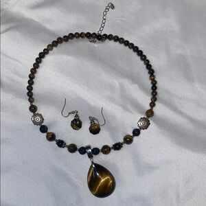 Tiger Eye Necklace and Earring Set